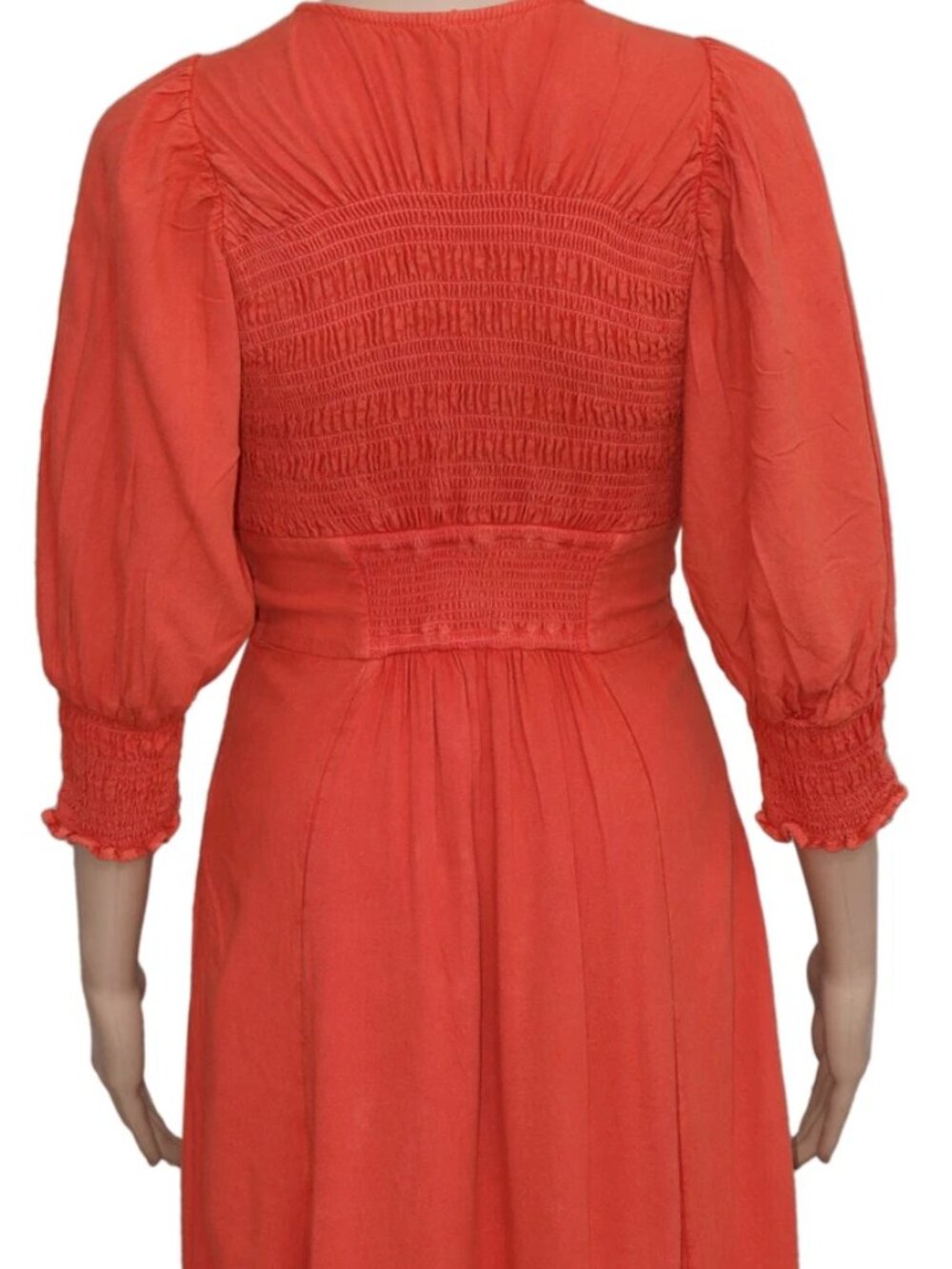 Free People String Of Hearts Maxi Dress Smocked V Neck Buttondown Cutout Small S - Picture 3 of 4